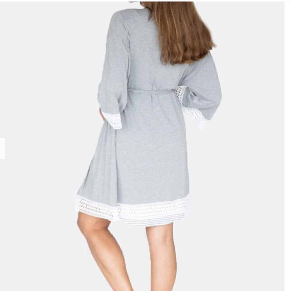 Angel Maternity Birthing and Nursing Robe Heather Gray - Picture 3 of 13